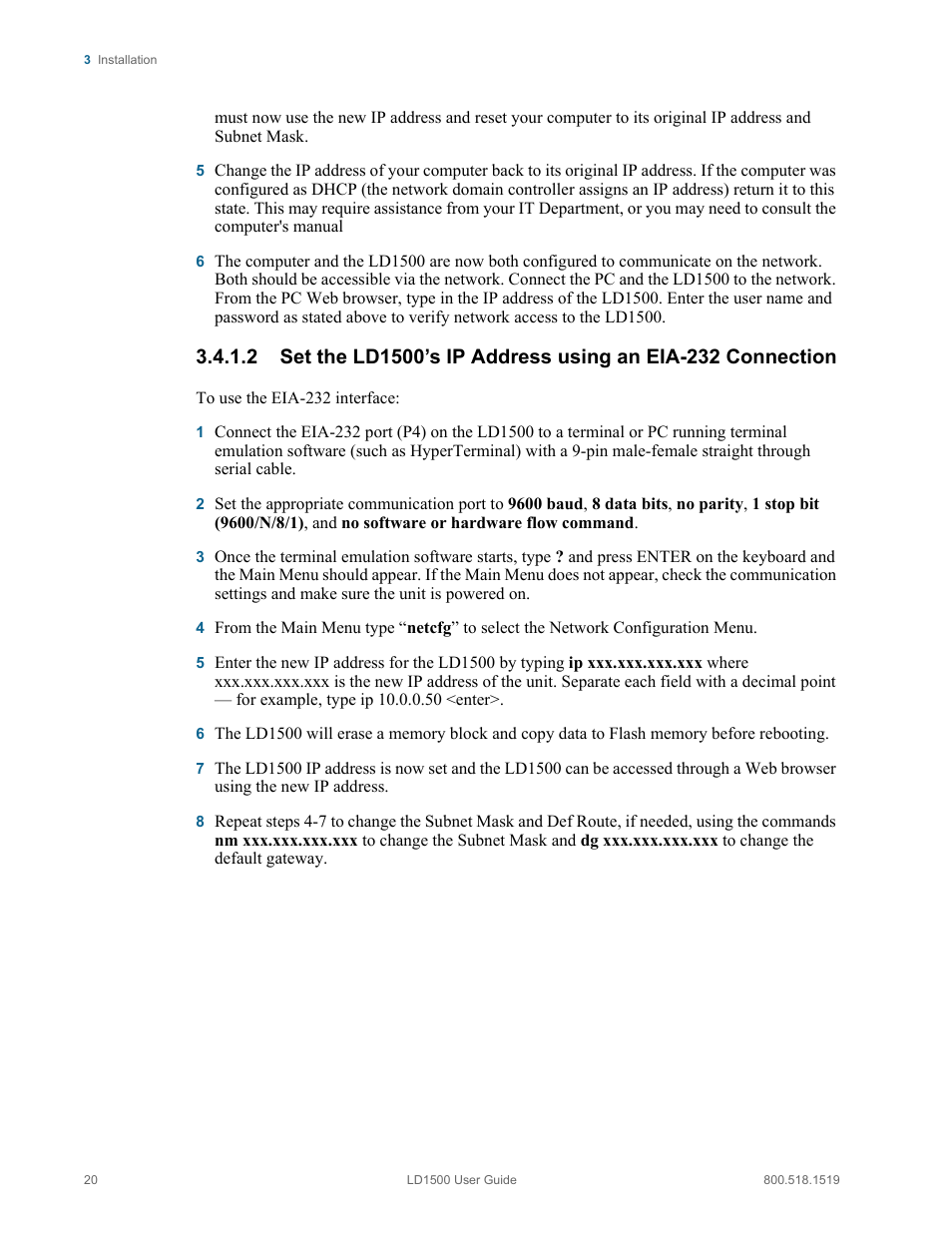 RLE LD1500 V.3.1 User Manual | Page 20 / 52