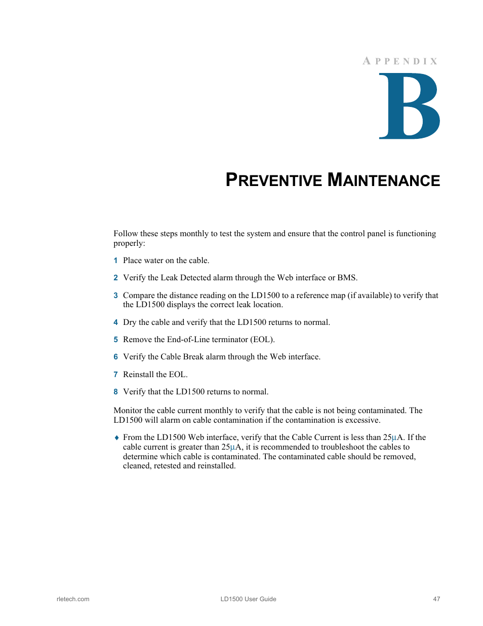 Preventive maintenance, Reventive, Aintenance | RLE LD1500 V.3.1 User Manual | Page 47 / 52