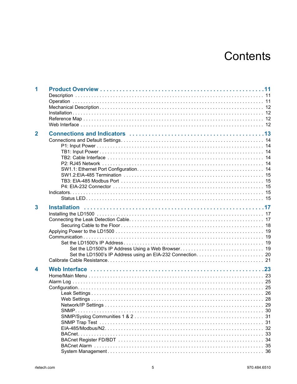 RLE LD1500 V.3.1 User Manual | Page 5 / 52