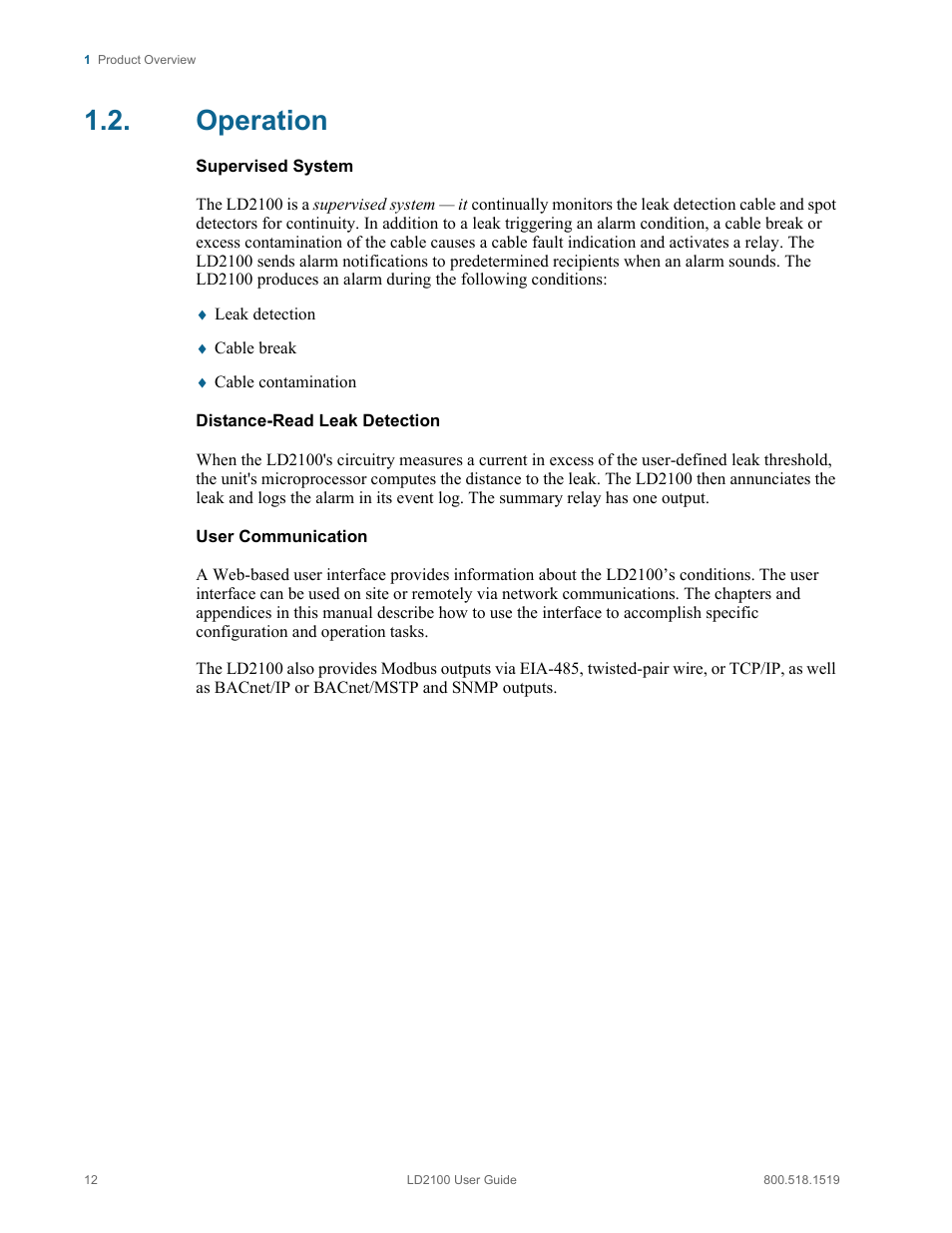 Operation | RLE LD2100 V.2.6 User Manual | Page 12 / 92