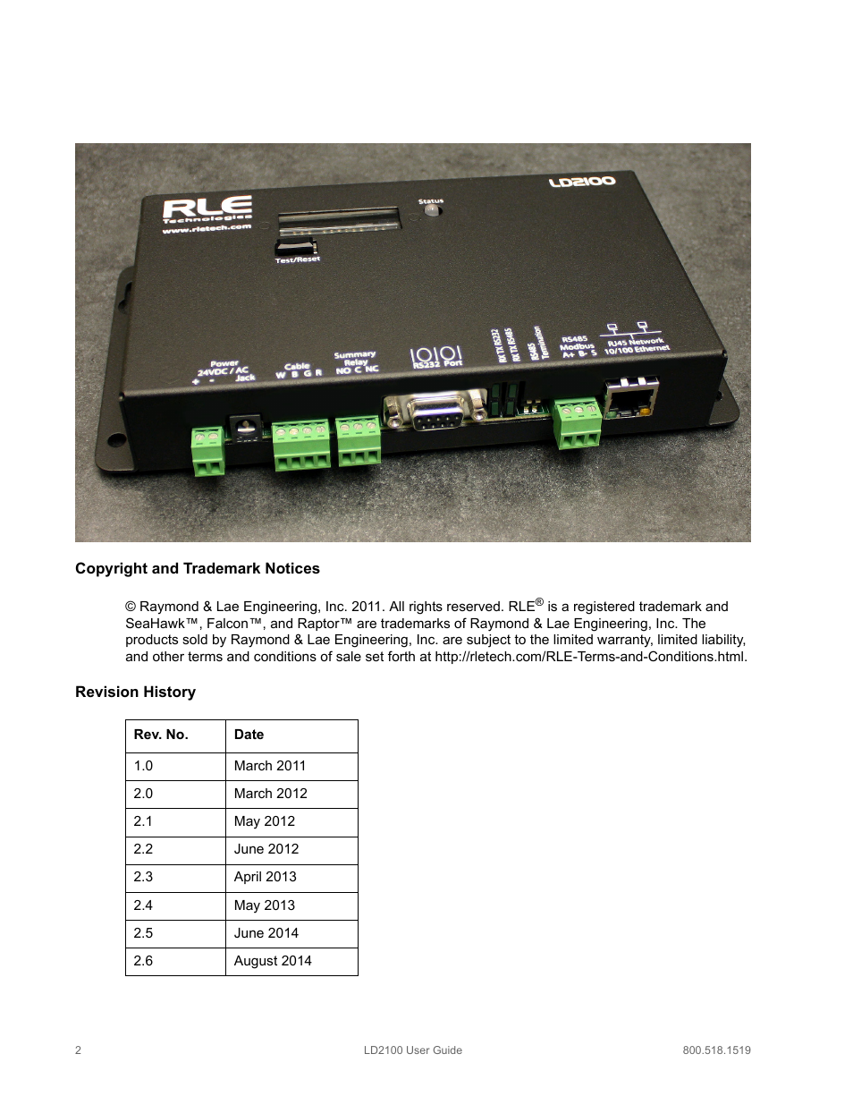 RLE LD2100 V.2.6 User Manual | Page 2 / 92