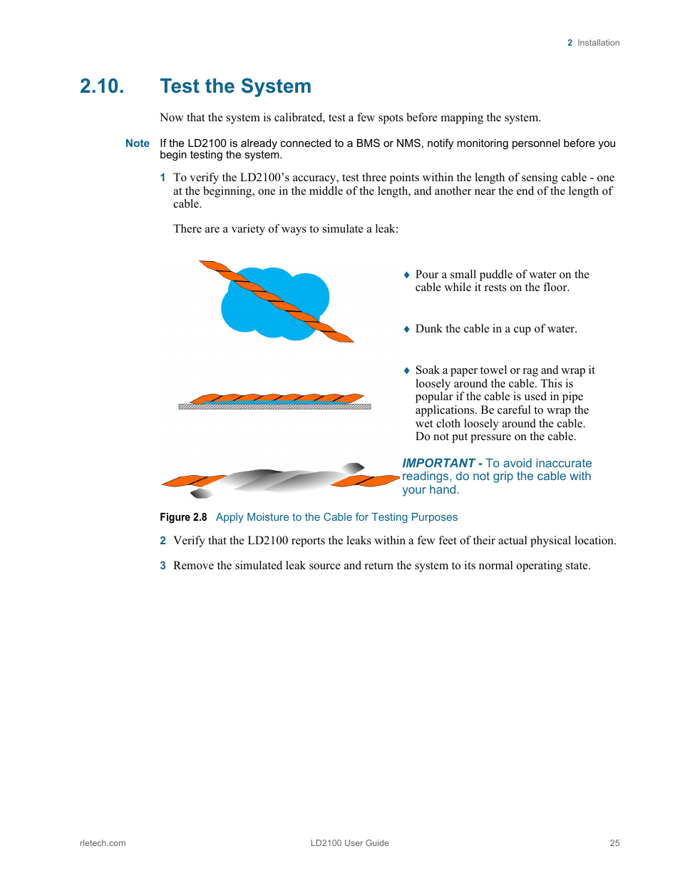 Test the system | RLE LD2100 V.2.6 User Manual | Page 25 / 92