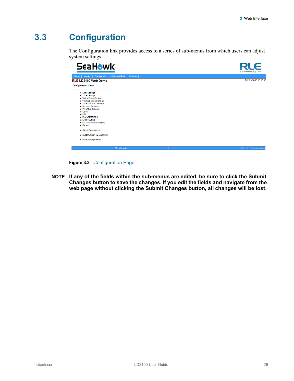 Configuration, 3 configuration | RLE LD2100 V.2.6 User Manual | Page 29 / 92