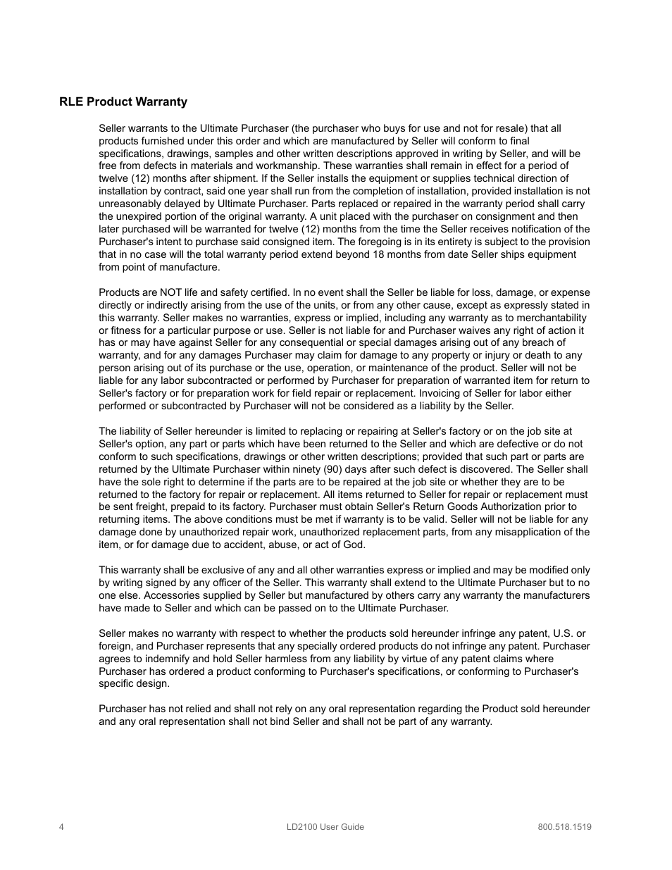 RLE LD2100 V.2.6 User Manual | Page 4 / 92