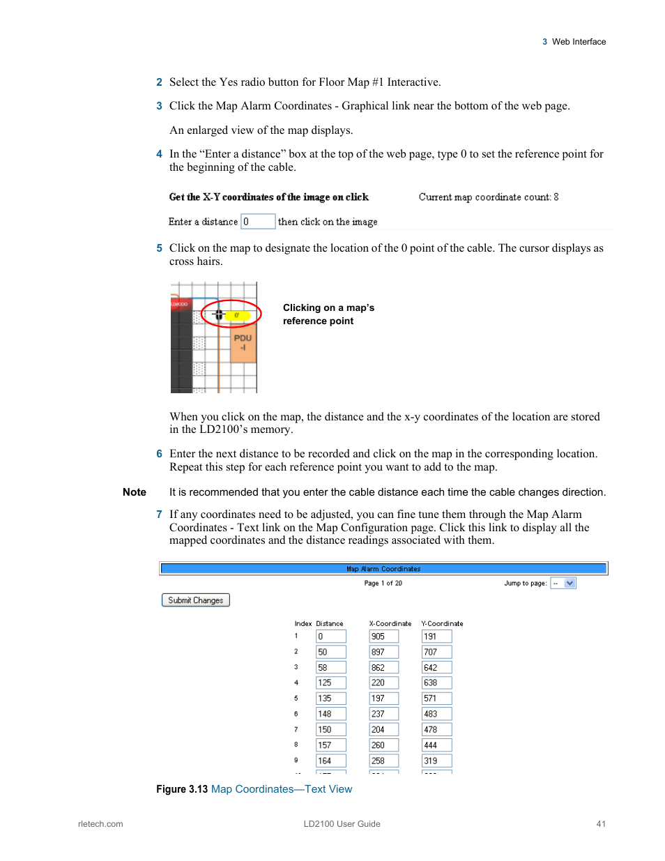Figure 3.13 map coordinates—text view | RLE LD2100 V.2.6 User Manual | Page 41 / 92