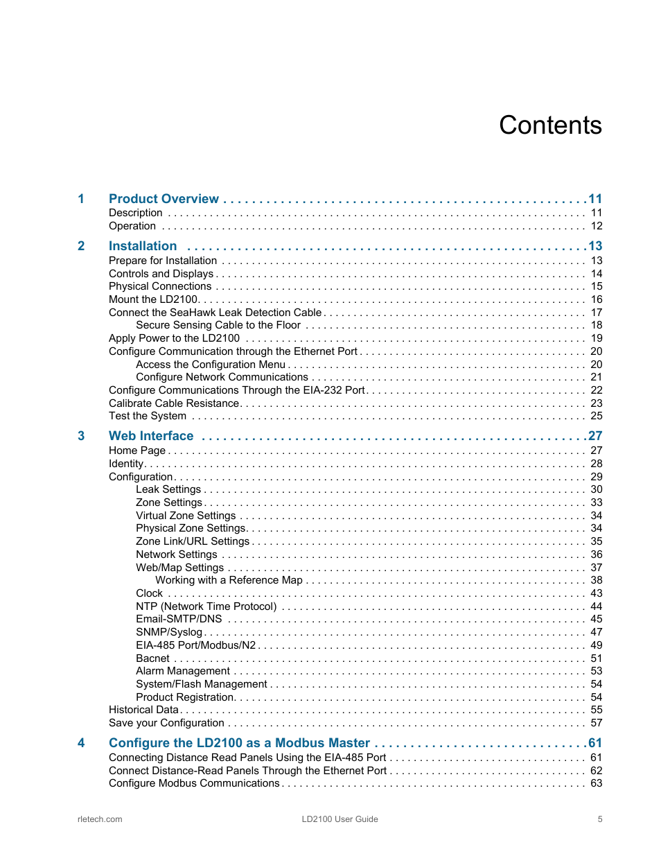 RLE LD2100 V.2.6 User Manual | Page 5 / 92