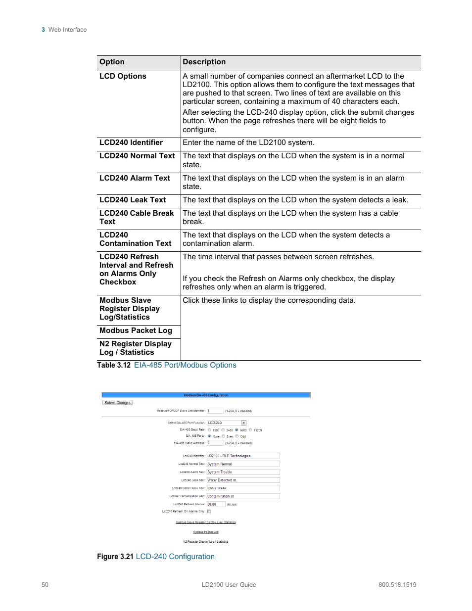 Figure 3.21 lcd-240 configuration | RLE LD2100 V.2.6 User Manual | Page 50 / 92