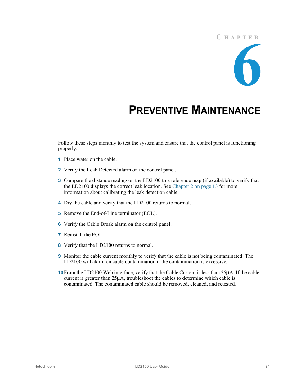 Preventive maintenance, Reventive, Aintenance | RLE LD2100 V.2.6 User Manual | Page 81 / 92