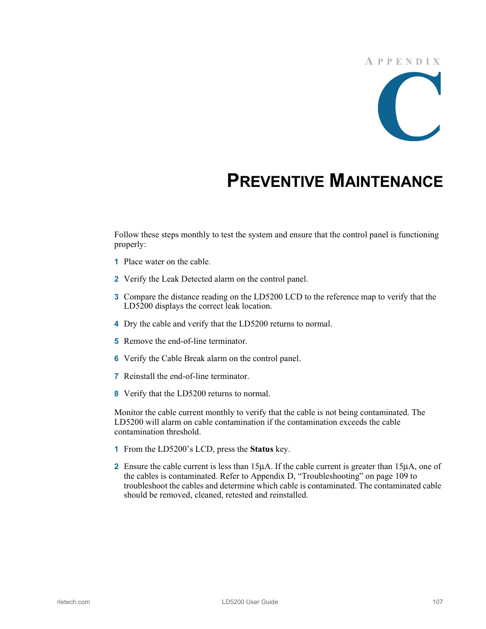 Preventive maintenance, Reventive, Aintenance | RLE LD5200 V.2.3 User Manual | Page 107 / 118