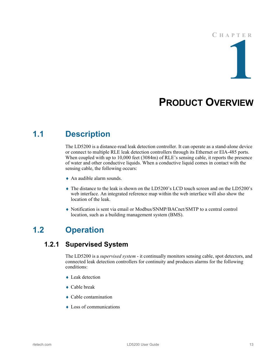 Product overview, 1 description, 2 operation | 1 supervised system, Description operation, Supervised system, Roduct, Verview | RLE LD5200 V.2.3 User Manual | Page 13 / 118