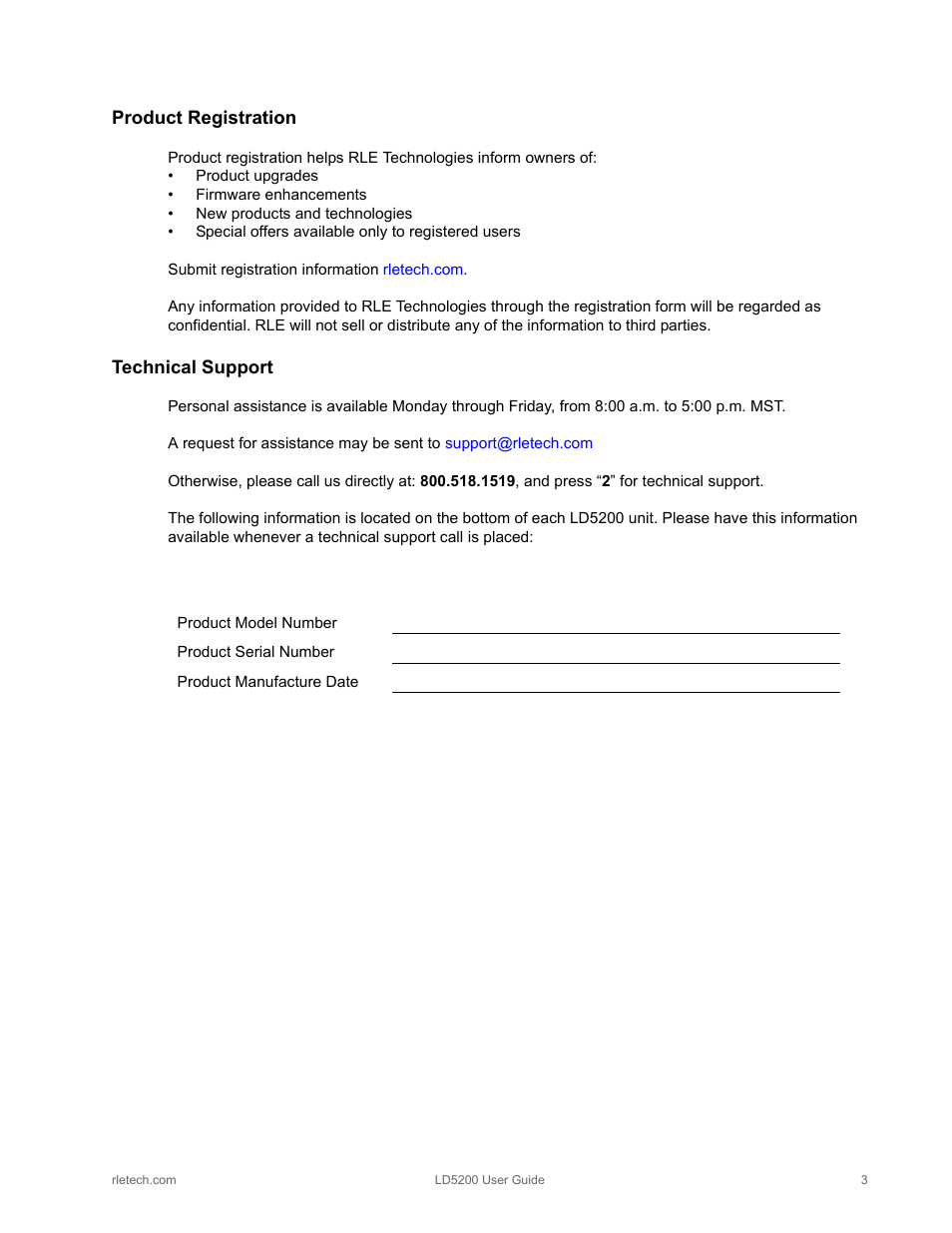 RLE LD5200 V.2.3 User Manual | Page 3 / 118