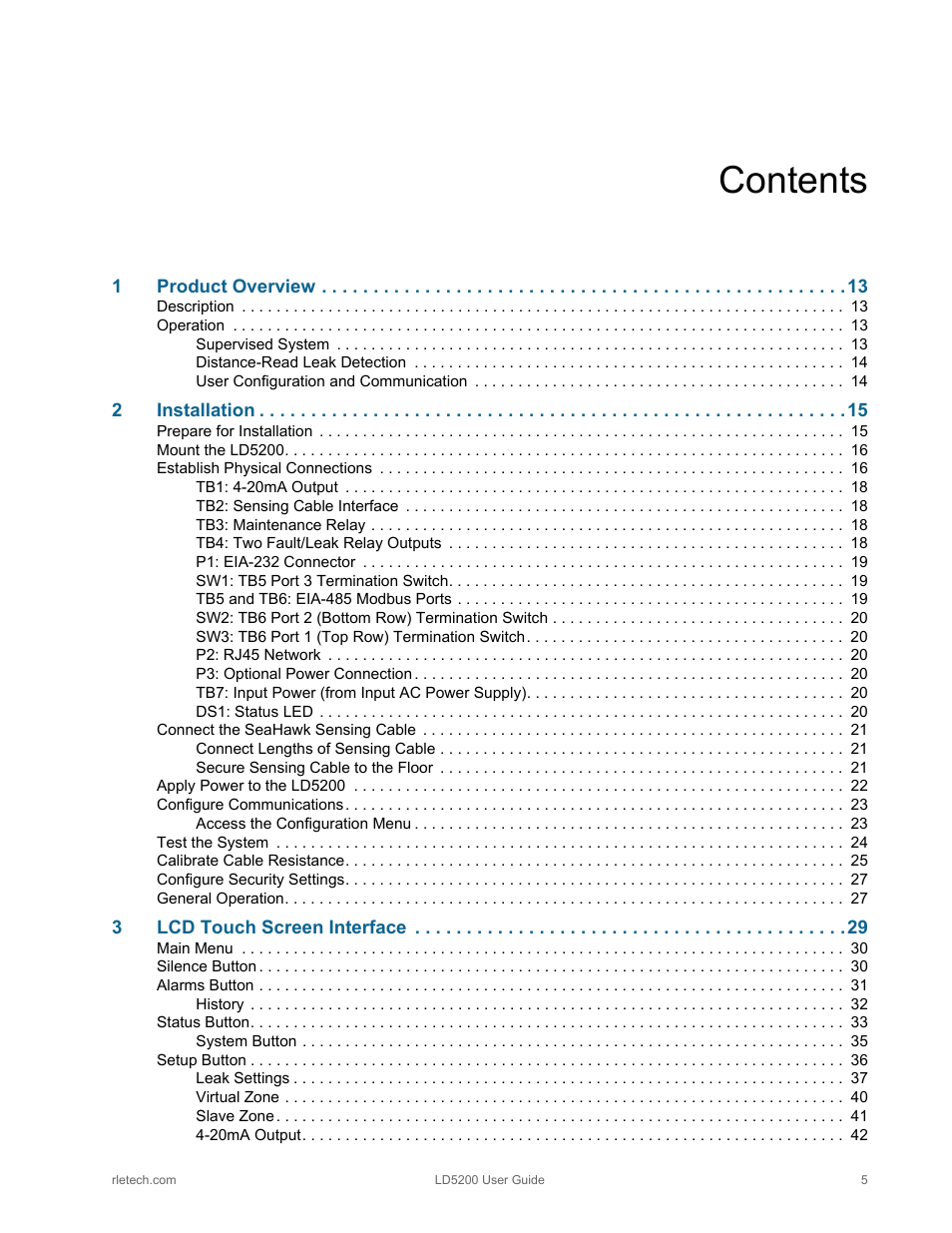 RLE LD5200 V.2.3 User Manual | Page 5 / 118