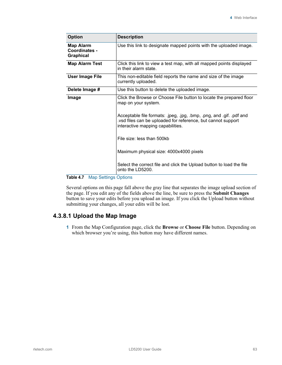 1 upload the map image, Upload the map image | RLE LD5200 V.2.3 User Manual | Page 63 / 118