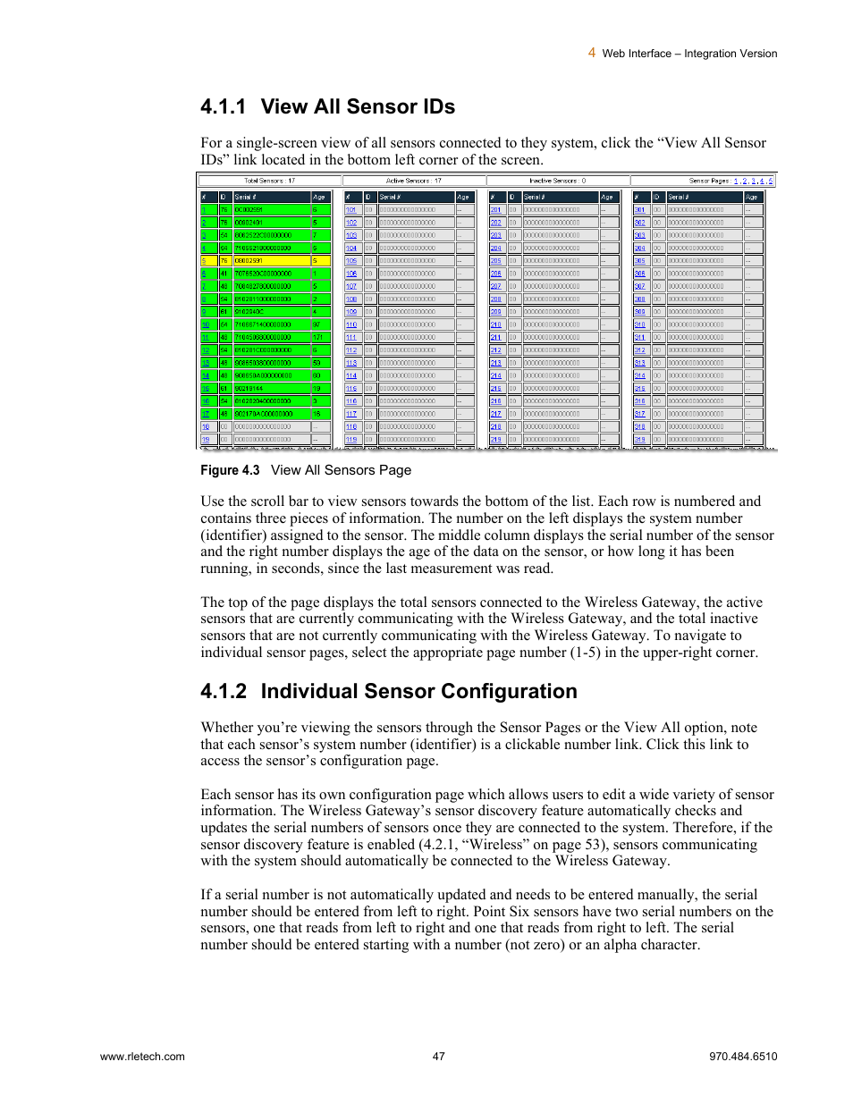 1 view all sensor ids, 2 individual sensor configuration, Figure 4.3 | RLE FDS-Wi V.2.5 User Manual | Page 47 / 74