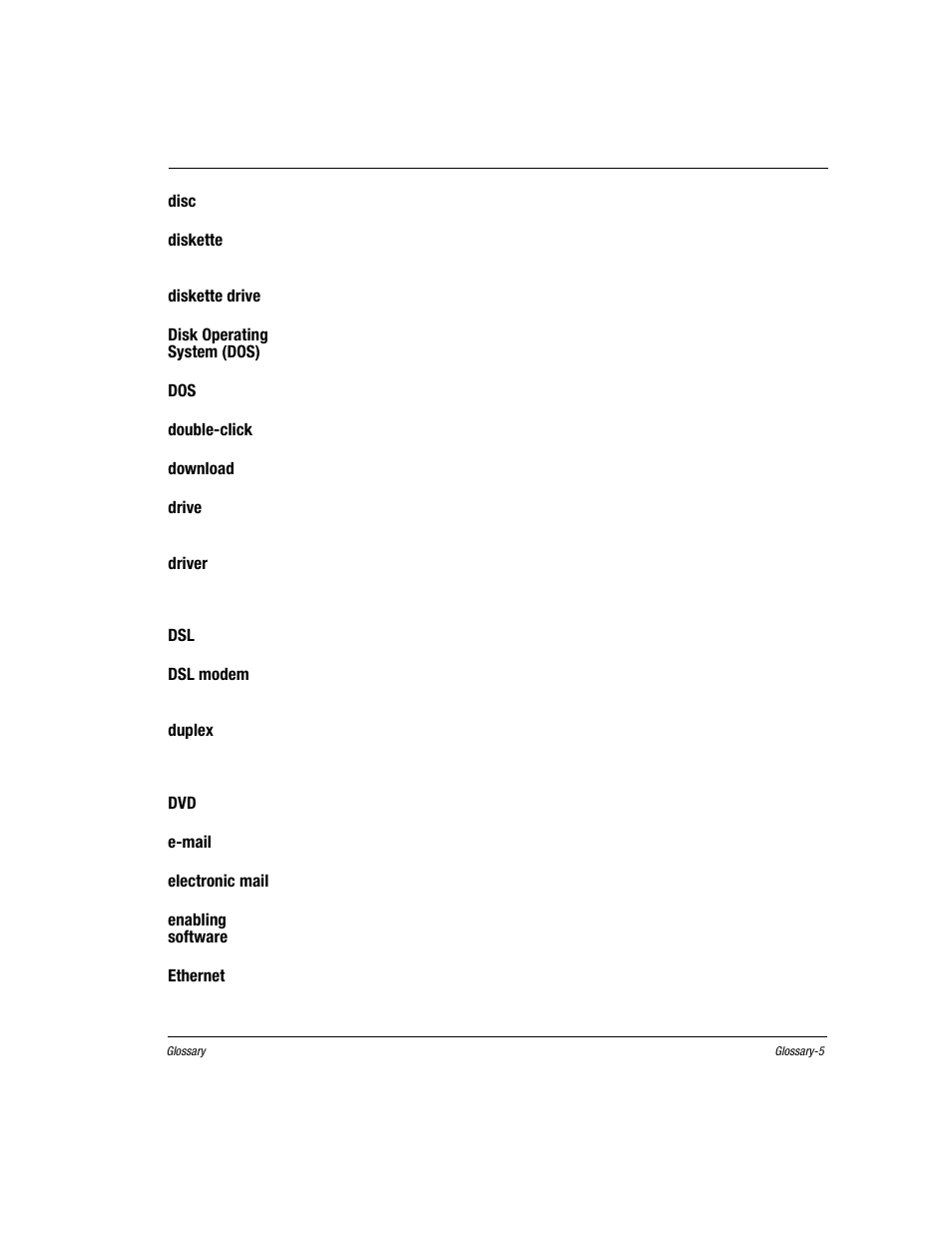 Disc, See compact disc, Diskette | Diskette drive, Disk operating system (dos), See disk operating system, Double-click, Download, Drive, Driver | Compaq Presario EZ Series User Manual | Page 112 / 133