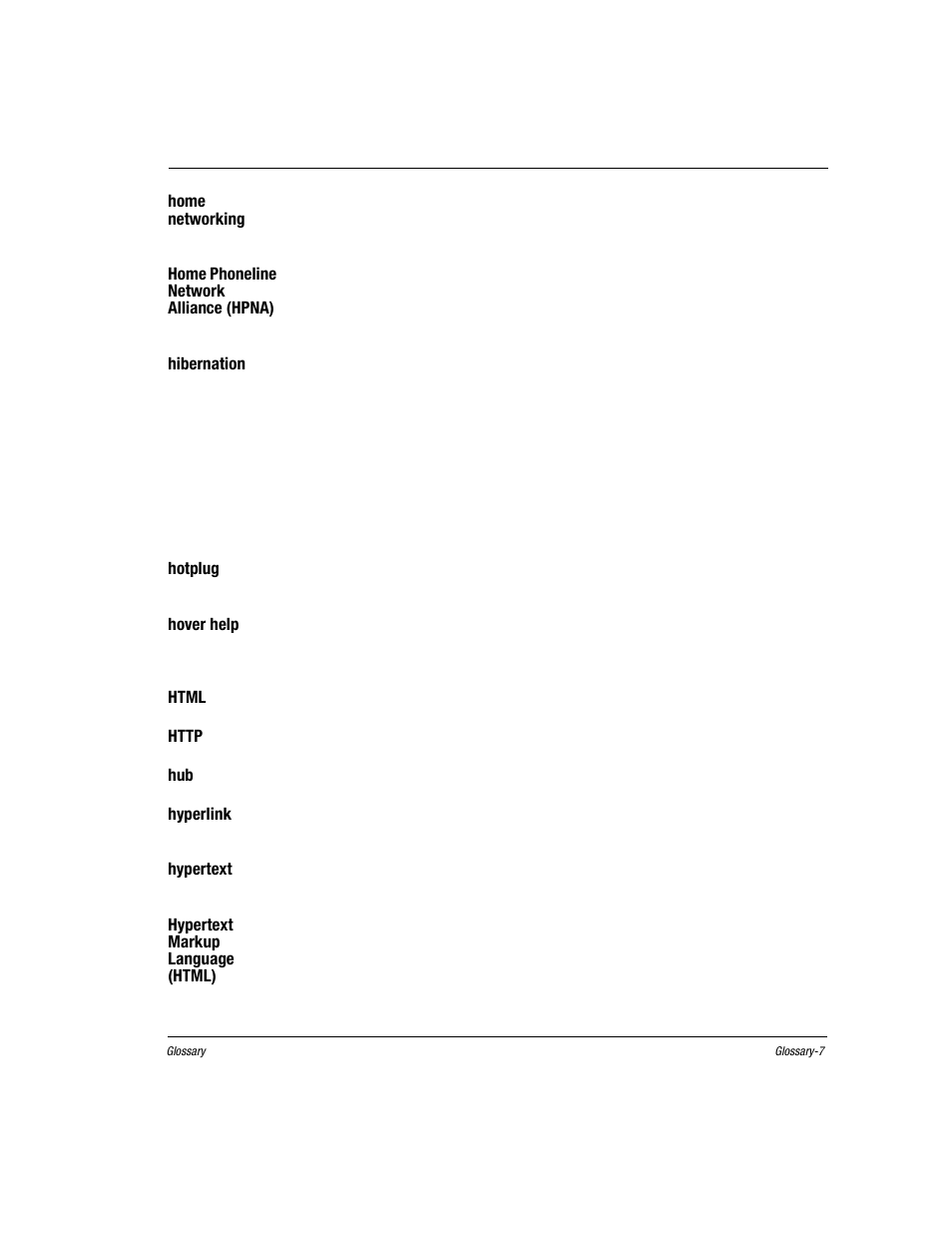 Home networking, Home phoneline network alliance (hpna), Hibernation | Hotplug, Hover help, Html, See hypertext markup language, Http, See hypertext transport protocol, Hyperlink | Compaq Presario EZ Series User Manual | Page 114 / 133
