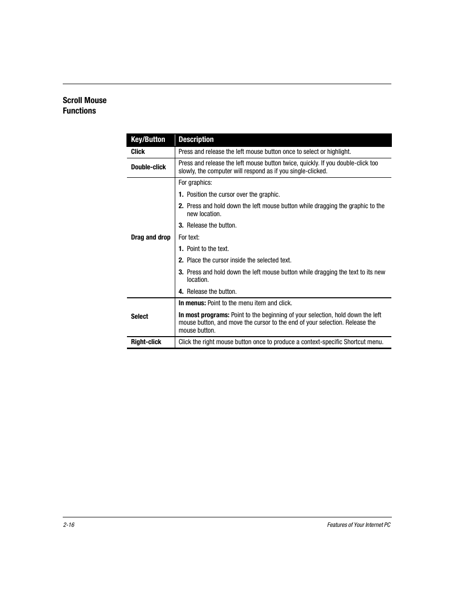 Scroll mouse functions, Scroll mouse functions -16 | Compaq Presario EZ Series User Manual | Page 27 / 133
