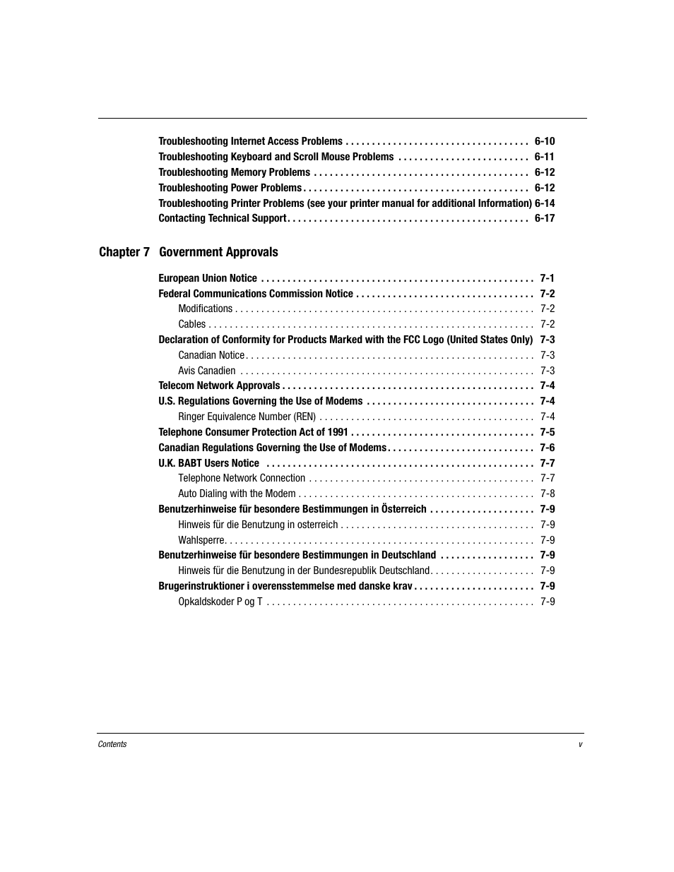 Chapter 7 government approvals | Compaq Presario EZ Series User Manual | Page 6 / 133