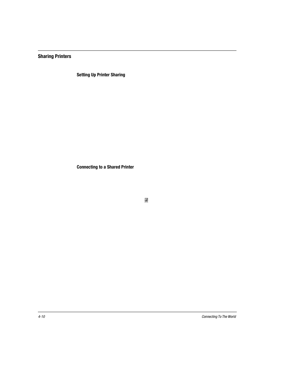 Sharing printers, Setting up printer sharing, To share a printer, complete the following steps | Right-click the desired printer and select sharing, Close the printers window, Connecting to a shared printer, Select network printer, then click next, Sharing printers -10 | Compaq Presario EZ Series User Manual | Page 63 / 133
