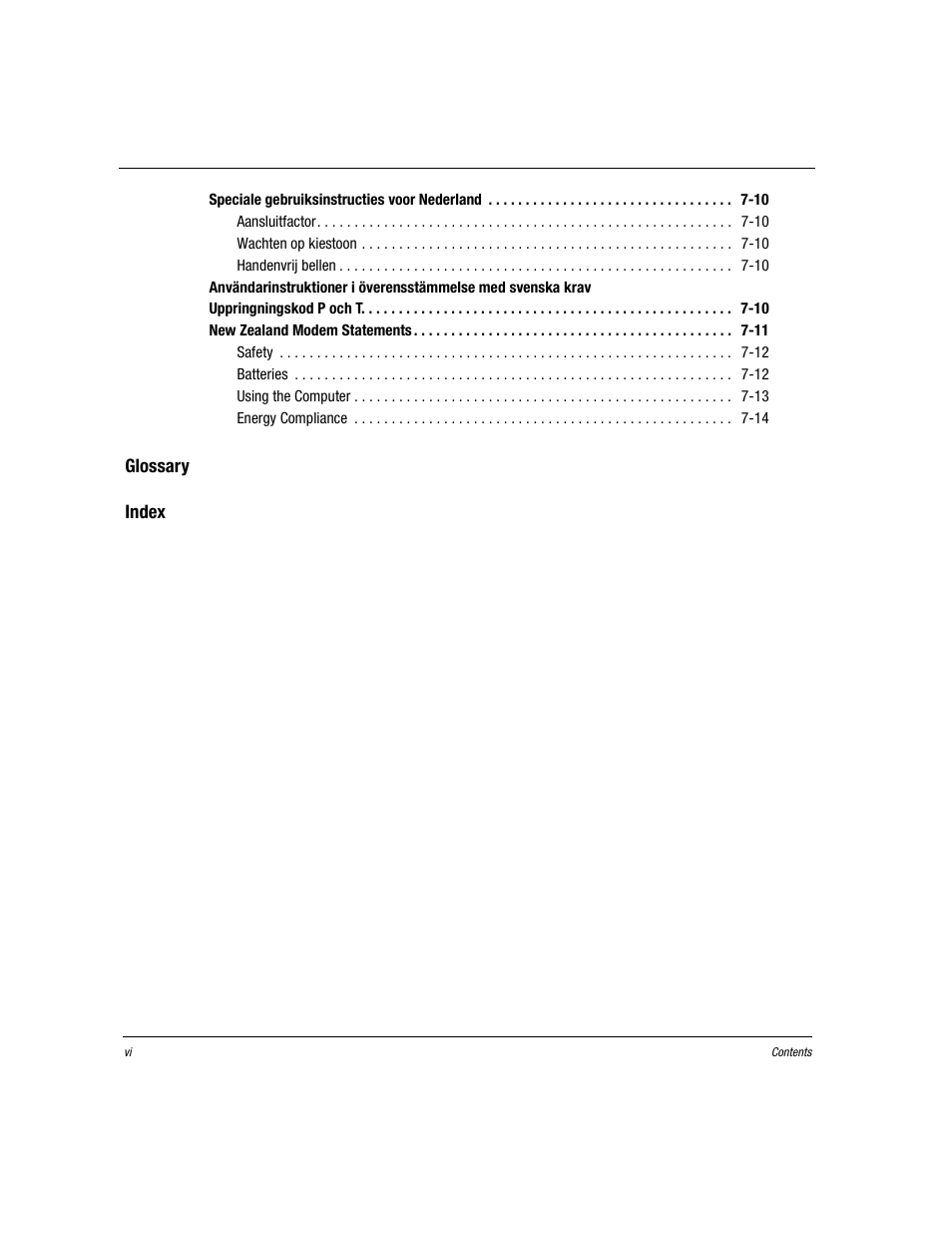Glossary, Index | Compaq Presario EZ Series User Manual | Page 7 / 133