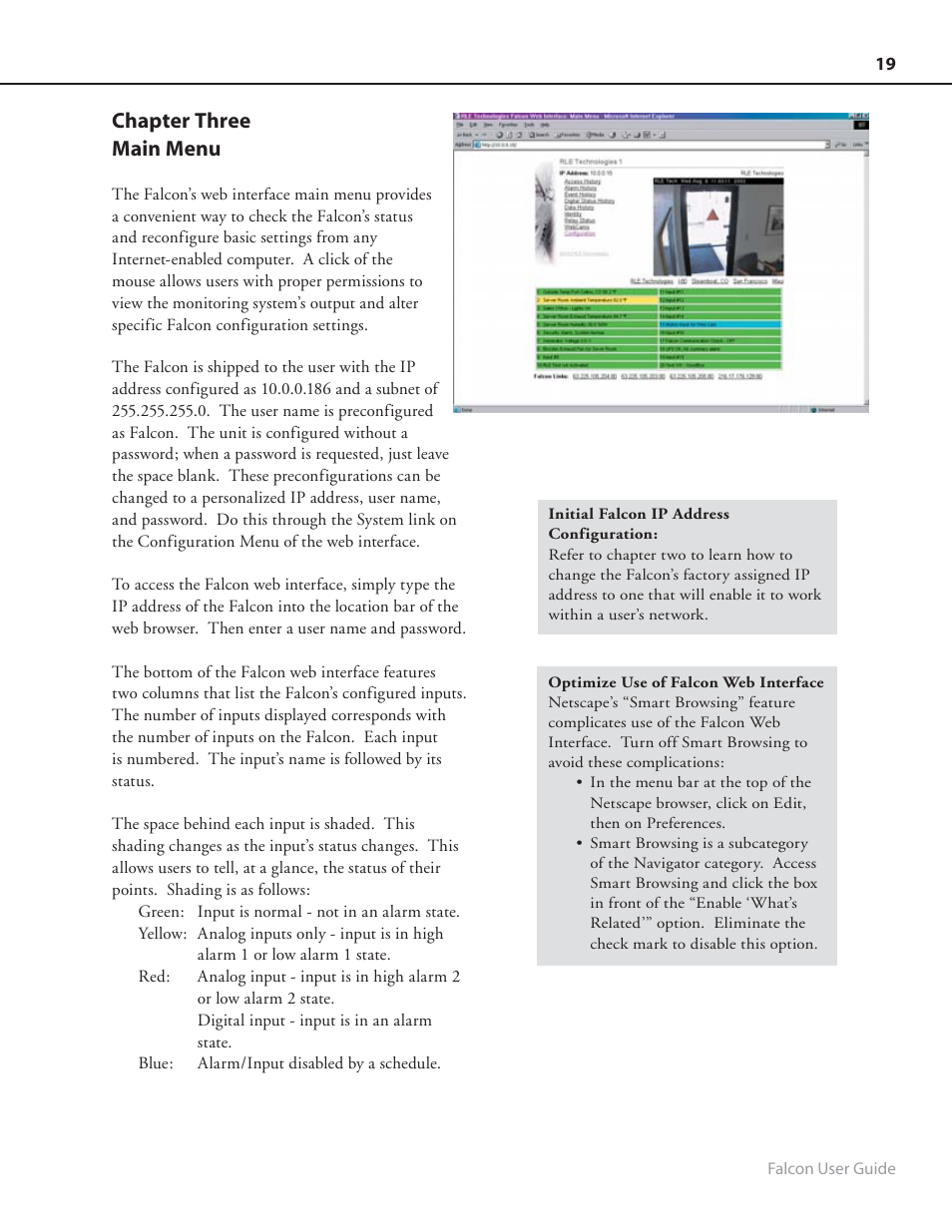 Chapter three main menu | RLE FMS8 User Manual | Page 19 / 92