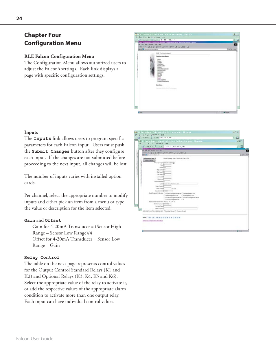 Chapter four configuration menu | RLE FMS8 User Manual | Page 24 / 92