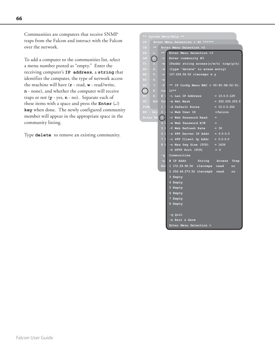 Falcon user guide, Read, Read/write | RLE FMS8 User Manual | Page 66 / 92