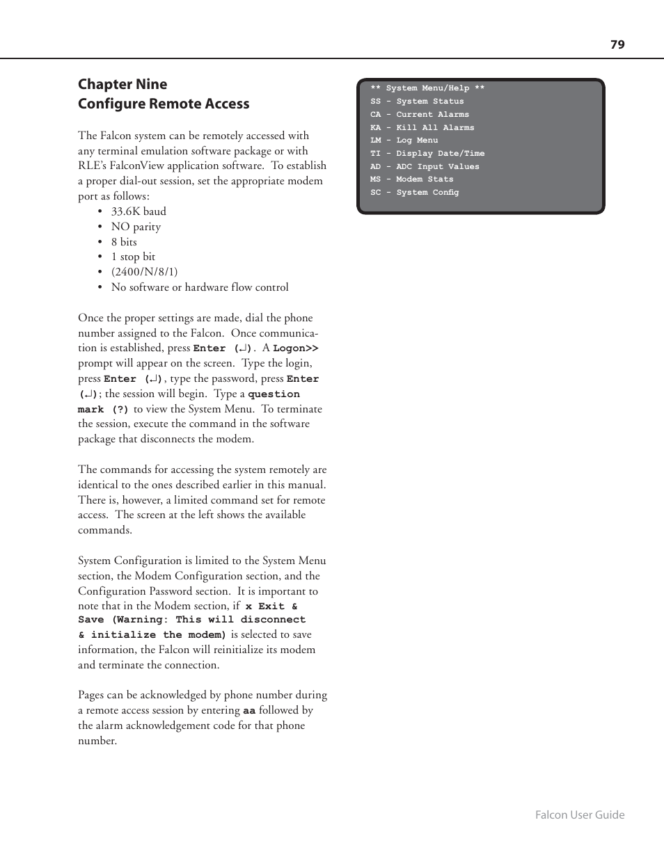 Chapter nine configure remote access | RLE FMS8 User Manual | Page 79 / 92