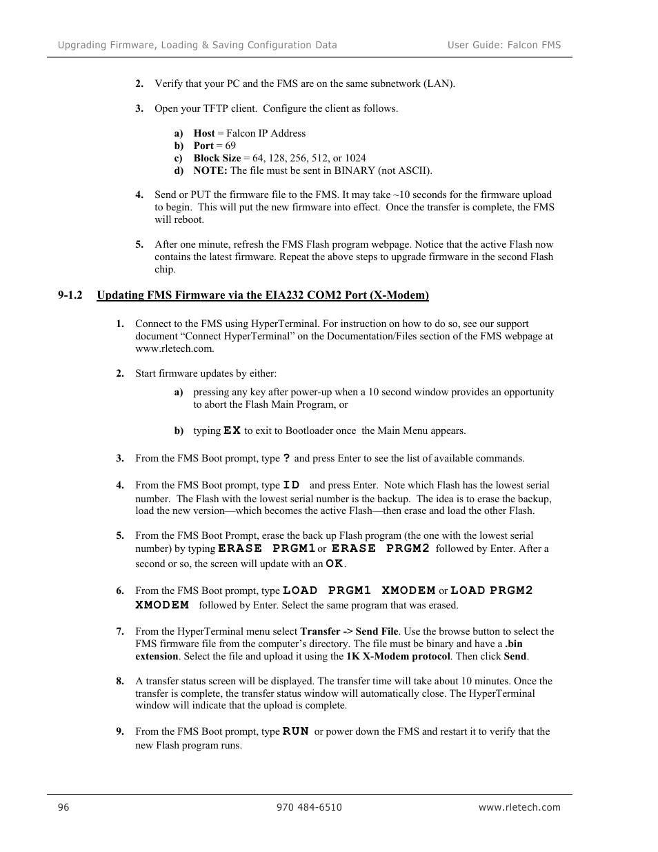 RLE Falcon EM User Manual | Page 110 / 146