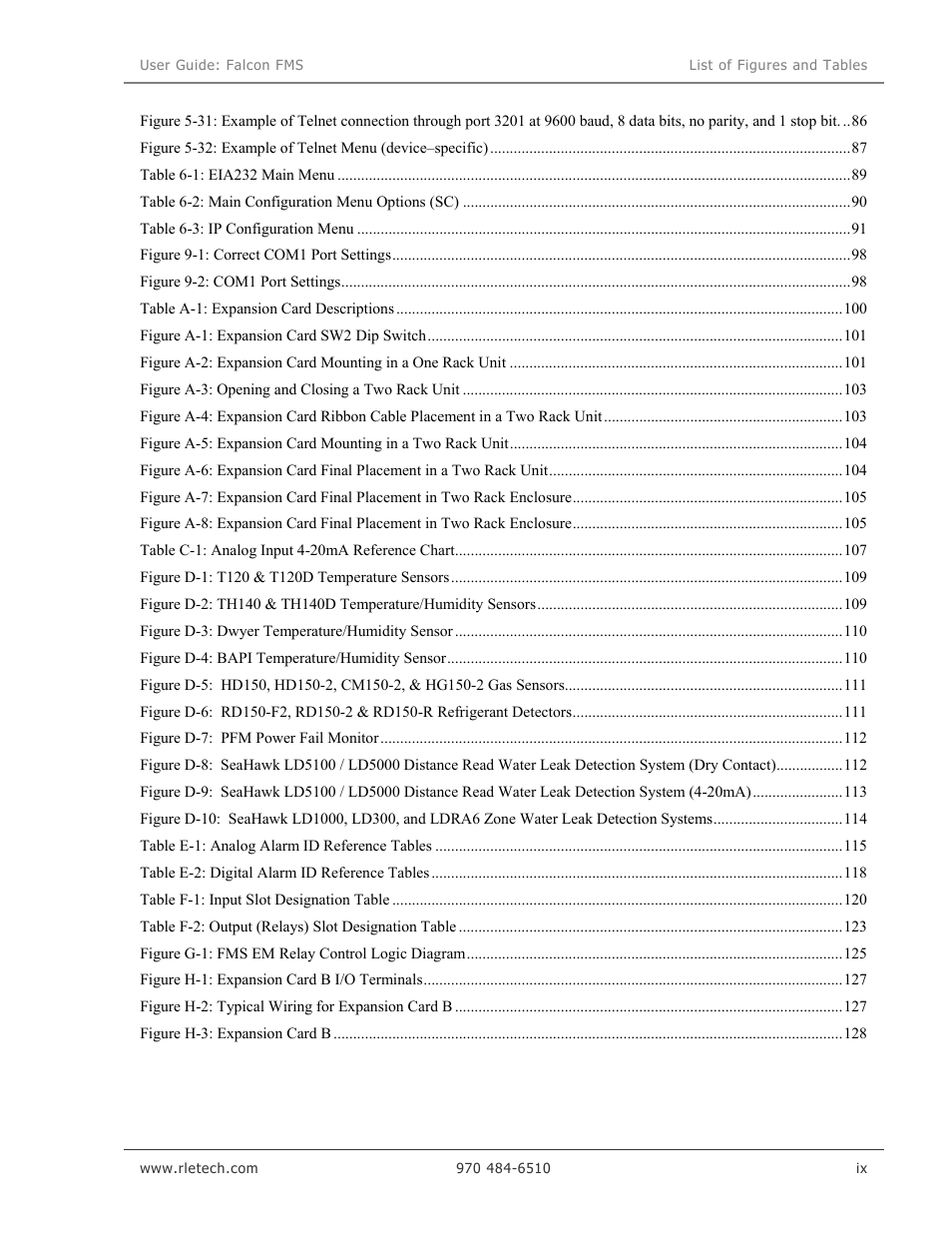 RLE Falcon EM User Manual | Page 13 / 146