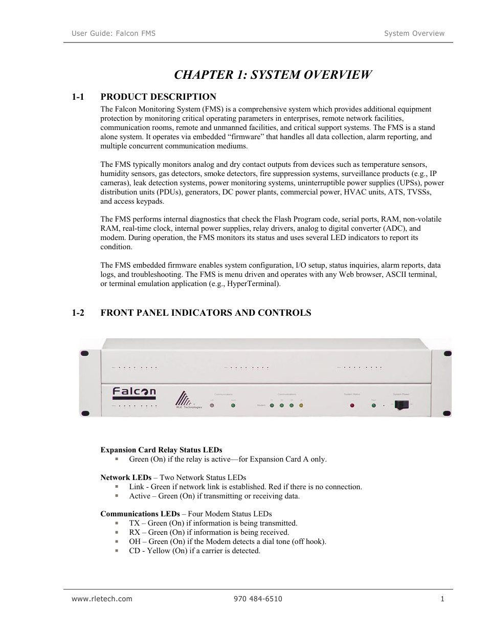 Chapter 1: system overview | RLE Falcon EM User Manual | Page 15 / 146