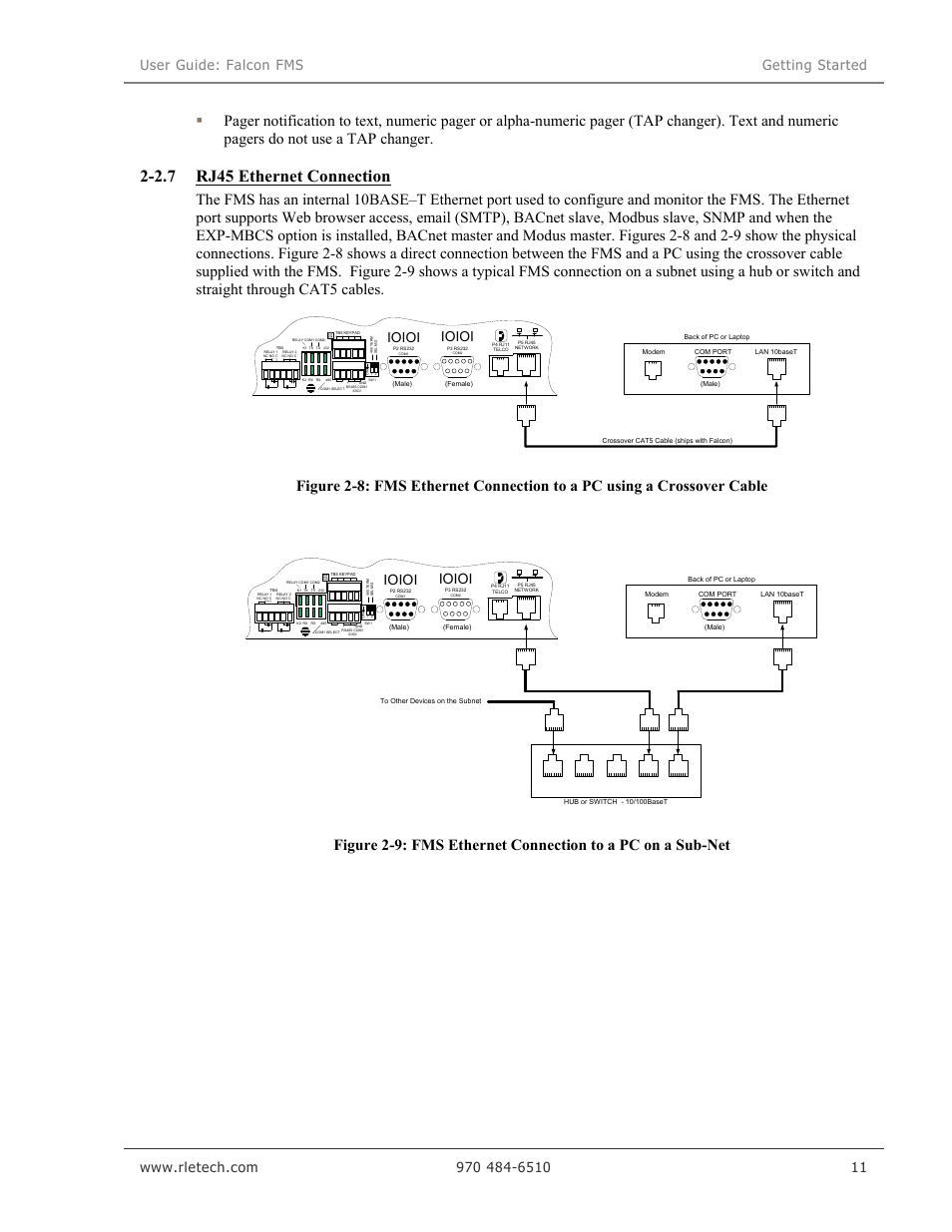 2.7 rj45 ethernet connection, Ioioi | RLE Falcon EM User Manual | Page 25 / 146