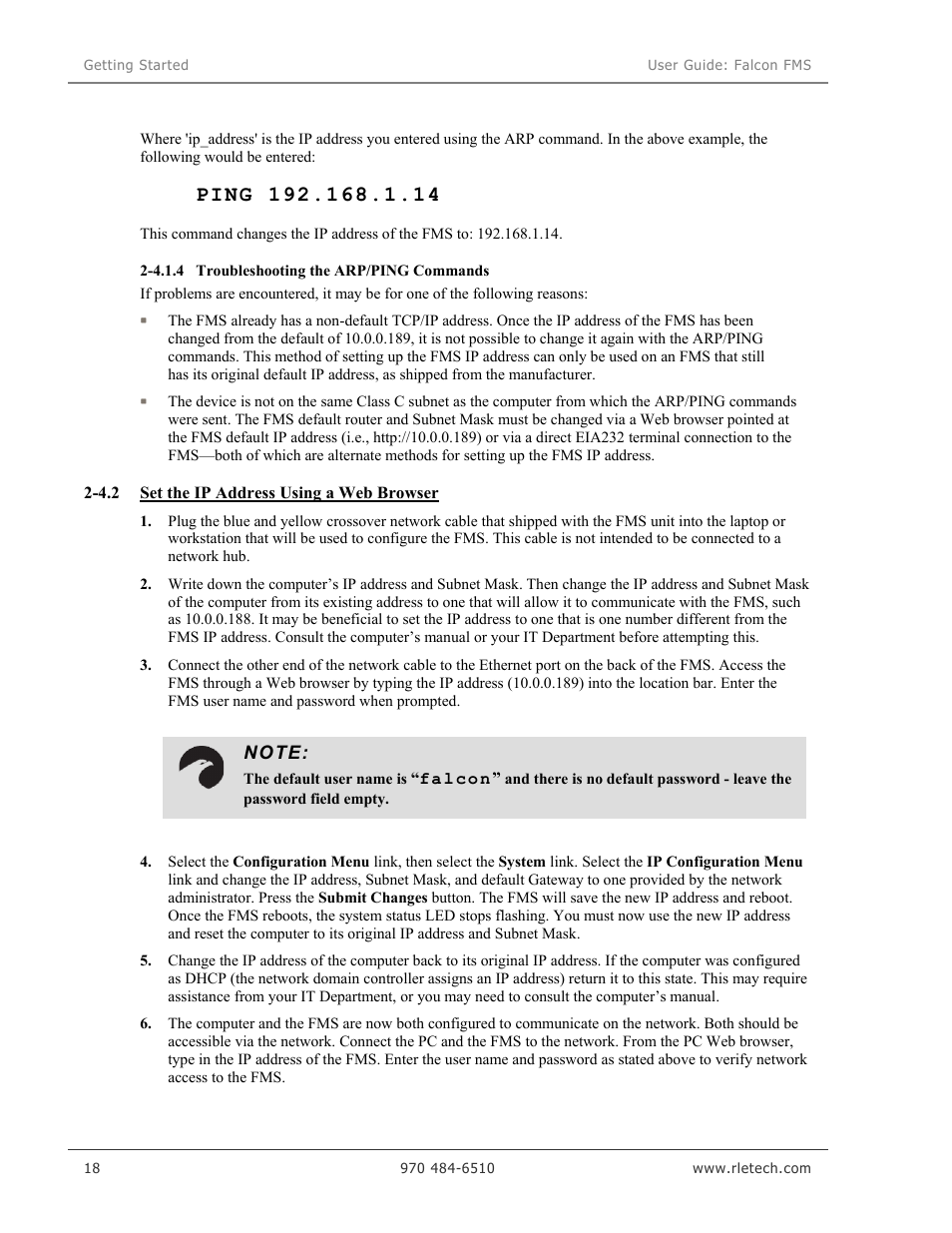 RLE Falcon EM User Manual | Page 32 / 146