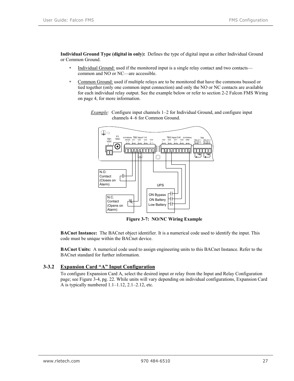 3.2 expansion card “a” input configuration | RLE Falcon EM User Manual | Page 41 / 146