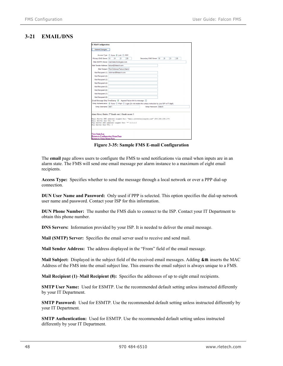 RLE Falcon EM User Manual | Page 62 / 146