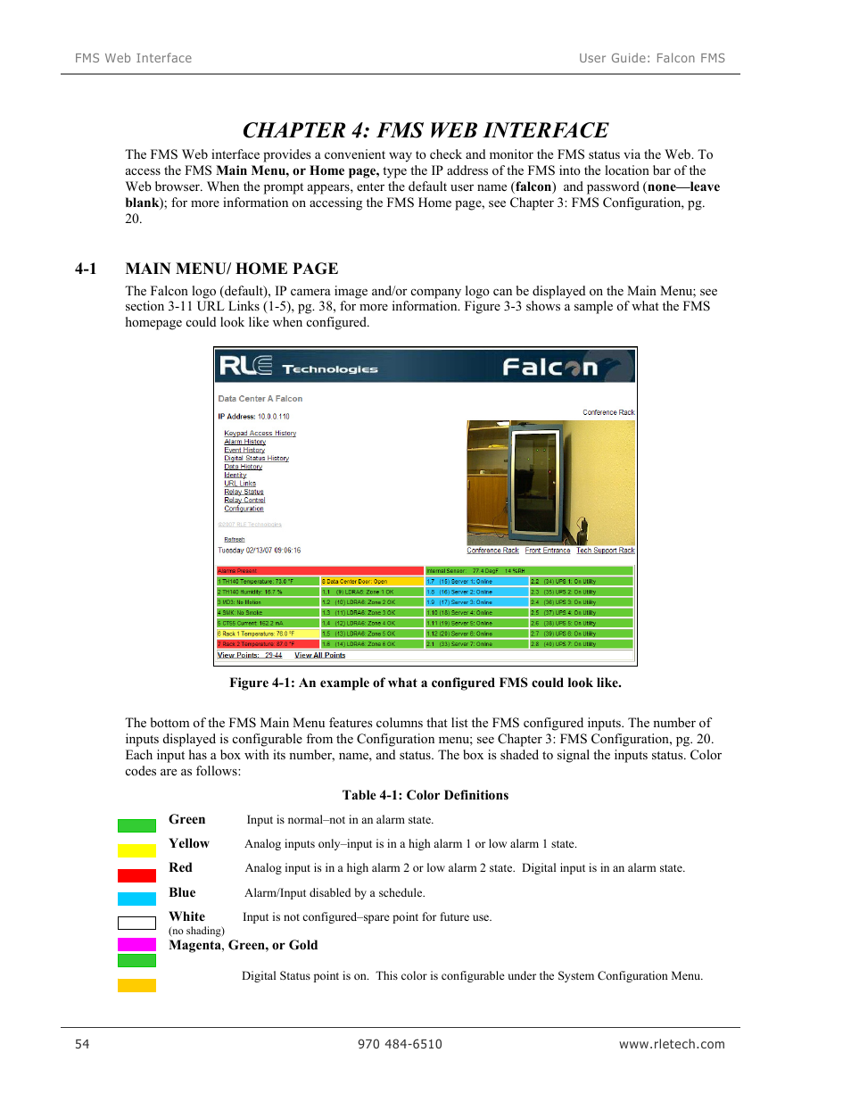 Chapter 4: fms web interface | RLE Falcon EM User Manual | Page 68 / 146