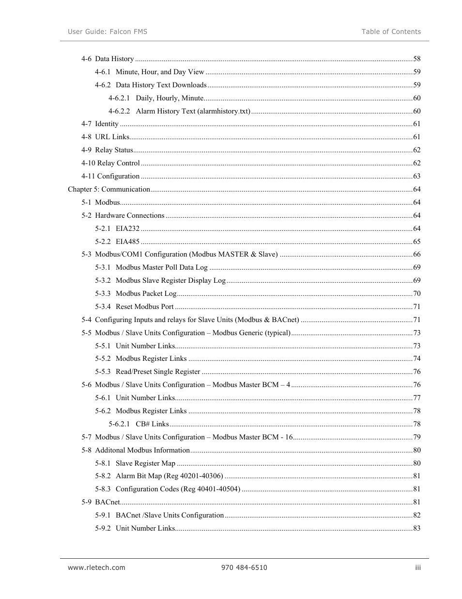 RLE Falcon EM User Manual | Page 7 / 146