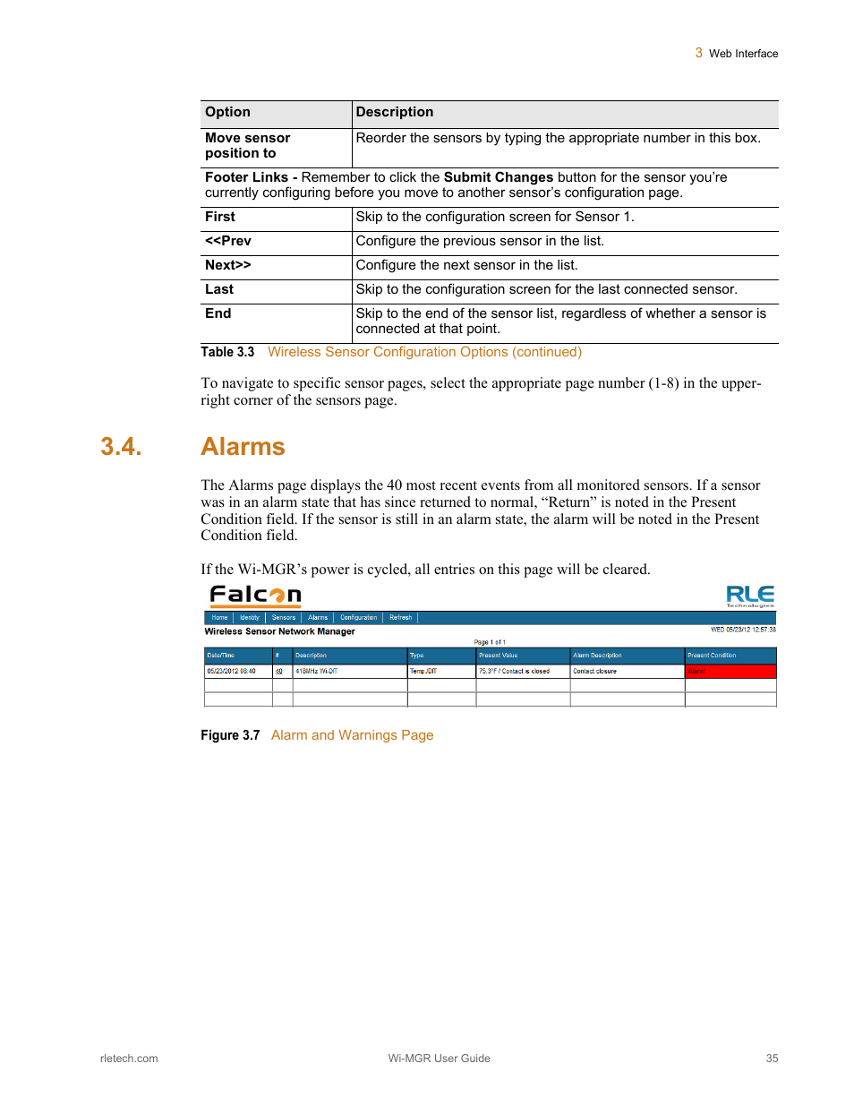 Alarms, Figure 3.7 | RLE Wi-MGR V.1.6 User Manual | Page 35 / 74