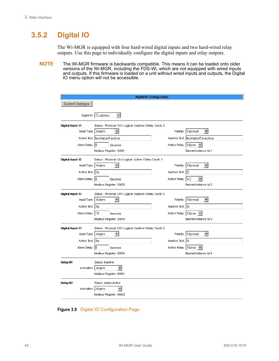 2 digital io, Digital io, Figure 3.9 | RLE Wi-MGR V.1.6 User Manual | Page 42 / 74