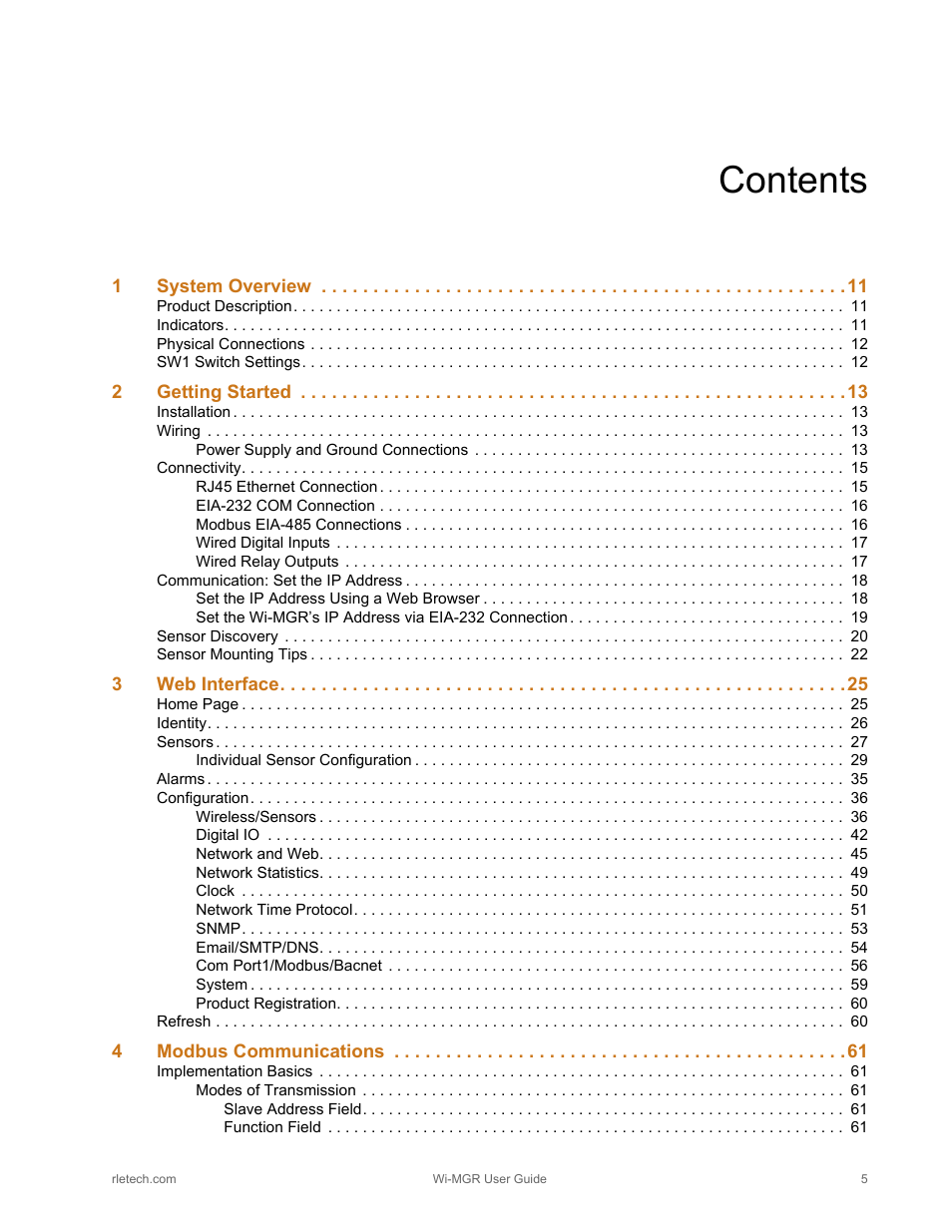 RLE Wi-MGR V.1.6 User Manual | Page 5 / 74