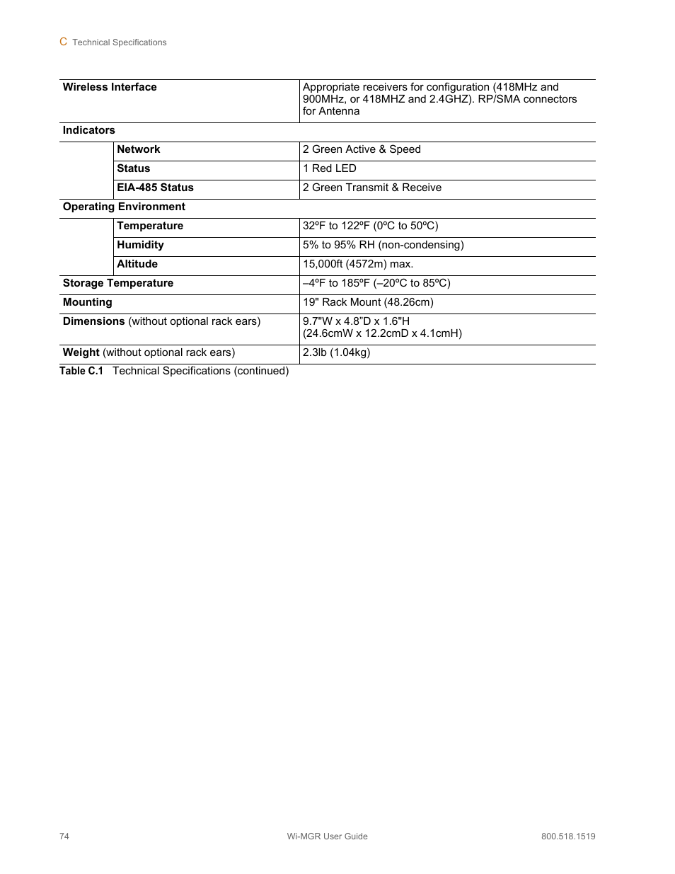 RLE Wi-MGR V.1.6 User Manual | Page 74 / 74