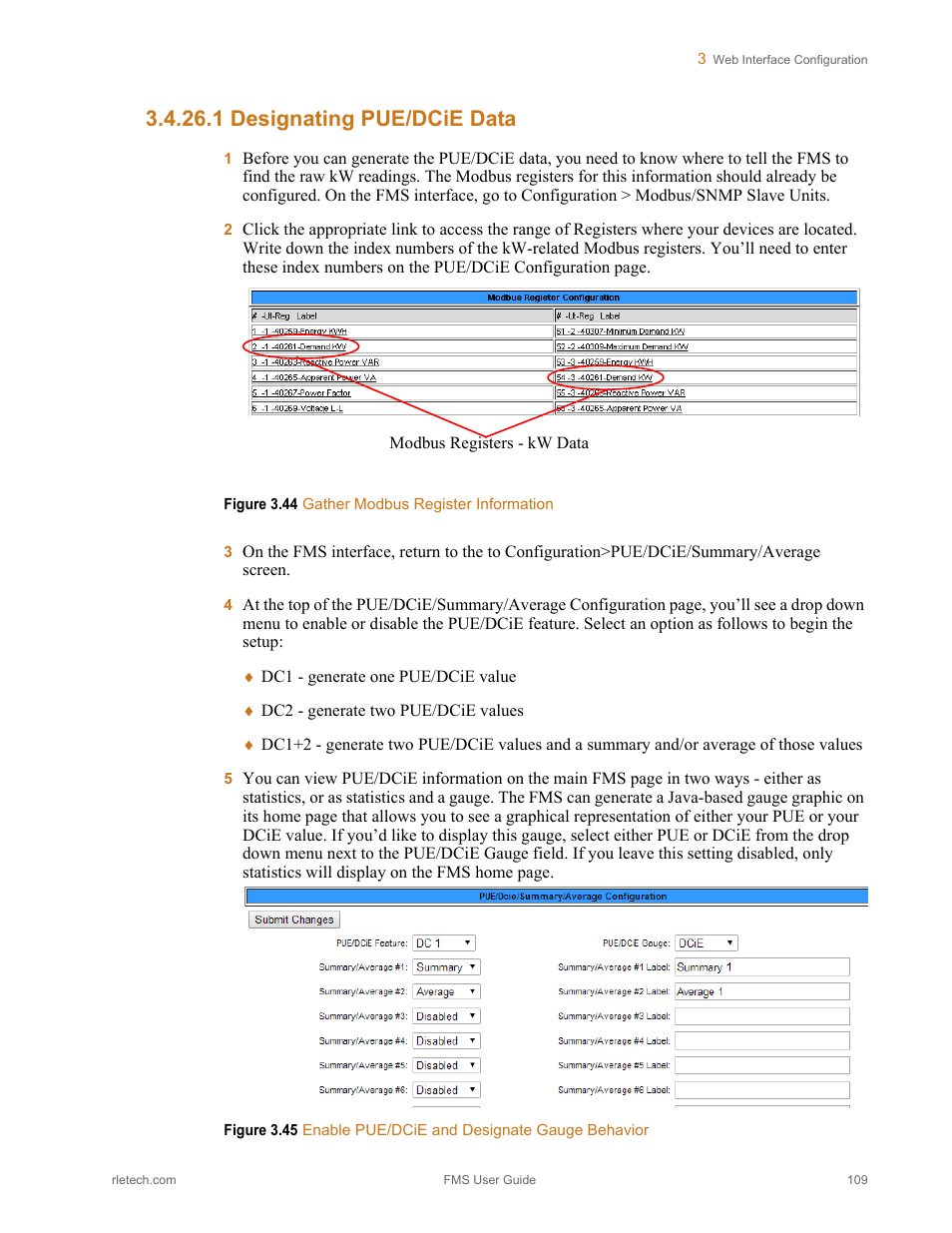 1 designating pue/dcie data, Designating pue/dcie data | RLE FMS V.1.13 User Manual | Page 109 / 226