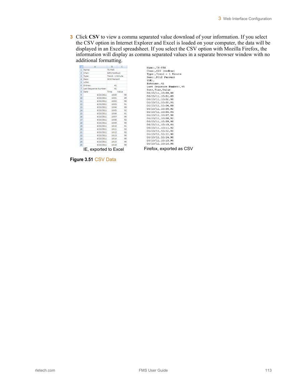Figure 3.51 csv data | RLE FMS V.1.13 User Manual | Page 113 / 226