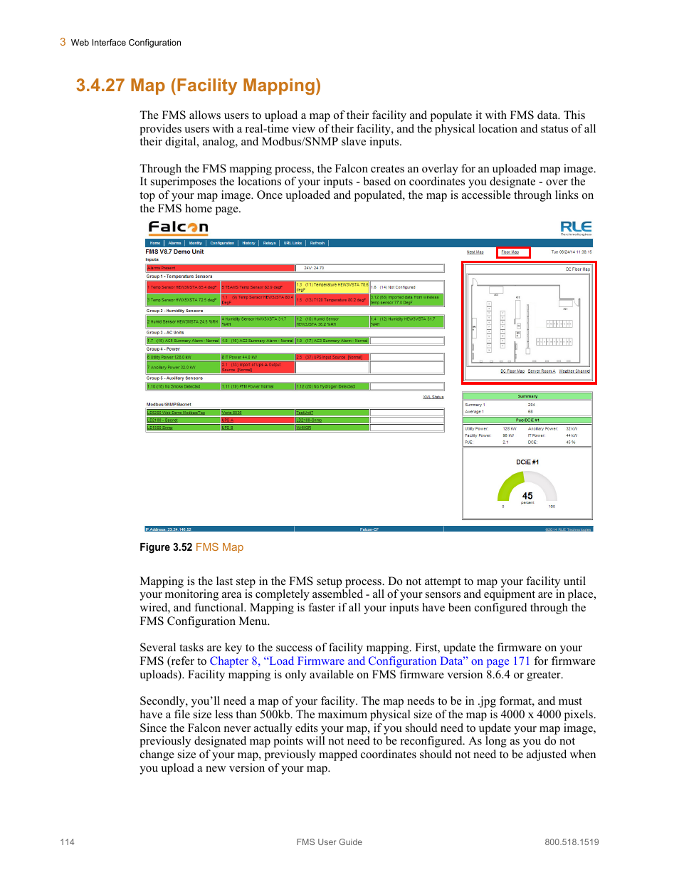 27 map (facility mapping), Map (facility mapping), Figure 3.52 fms map | RLE FMS V.1.13 User Manual | Page 114 / 226
