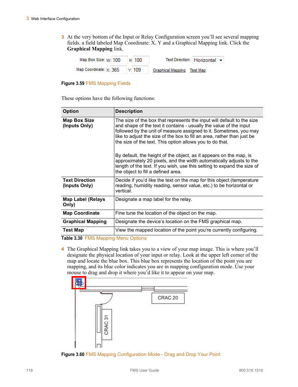 Table 3.30, Fms mapping menu options | RLE FMS V.1.13 User Manual | Page 118 / 226