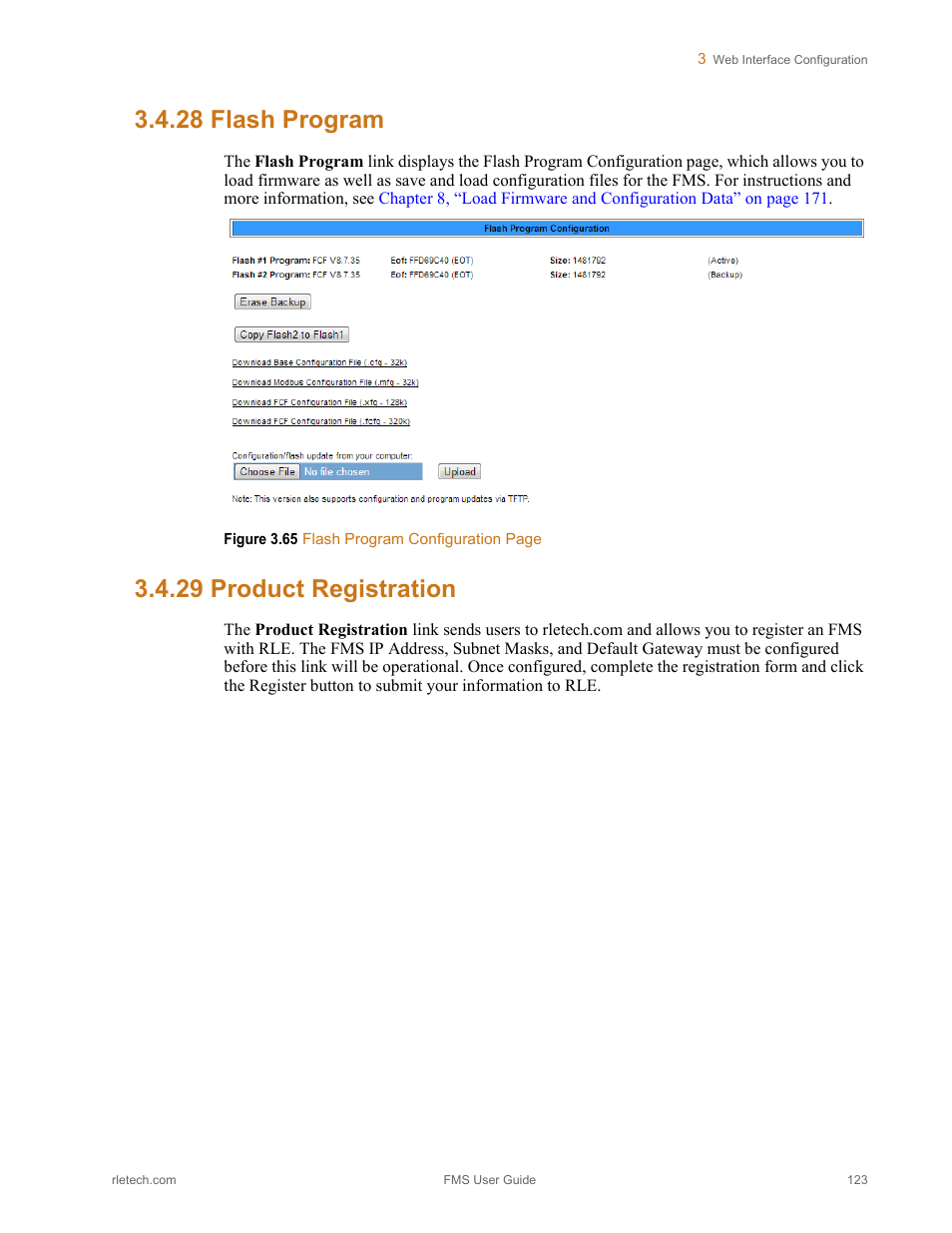 28 flash program, 29 product registration, Flash program product registration | RLE FMS V.1.13 User Manual | Page 123 / 226