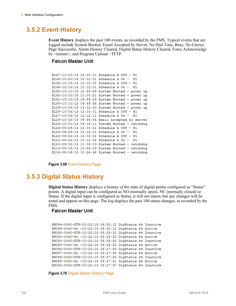 2 event history, 3 digital status history, Event history digital status history | RLE FMS V.1.13 User Manual | Page 126 / 226