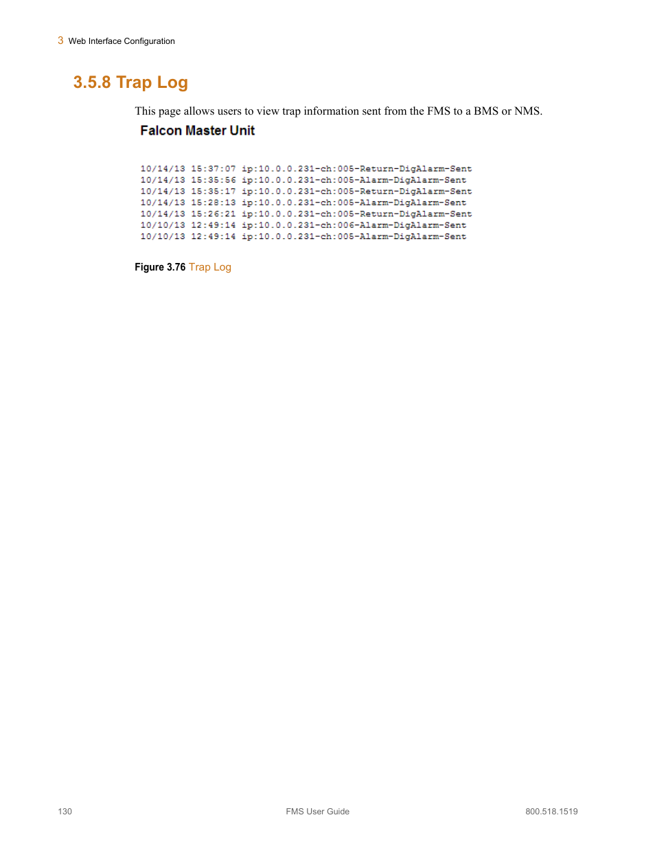 8 trap log, Trap log, Figure 3.76 trap log | RLE FMS V.1.13 User Manual | Page 130 / 226
