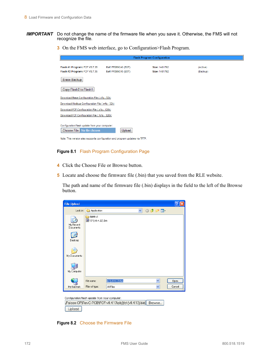 Figure 8.1, Figure 8.2, Choose the firmware file | RLE FMS V.1.13 User Manual | Page 172 / 226