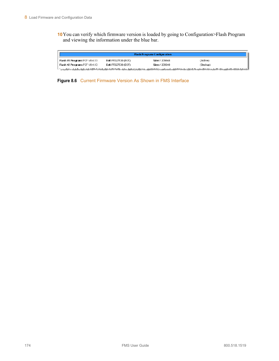 Figure 8.6, Current firmware version as shown in fms interface | RLE FMS V.1.13 User Manual | Page 174 / 226